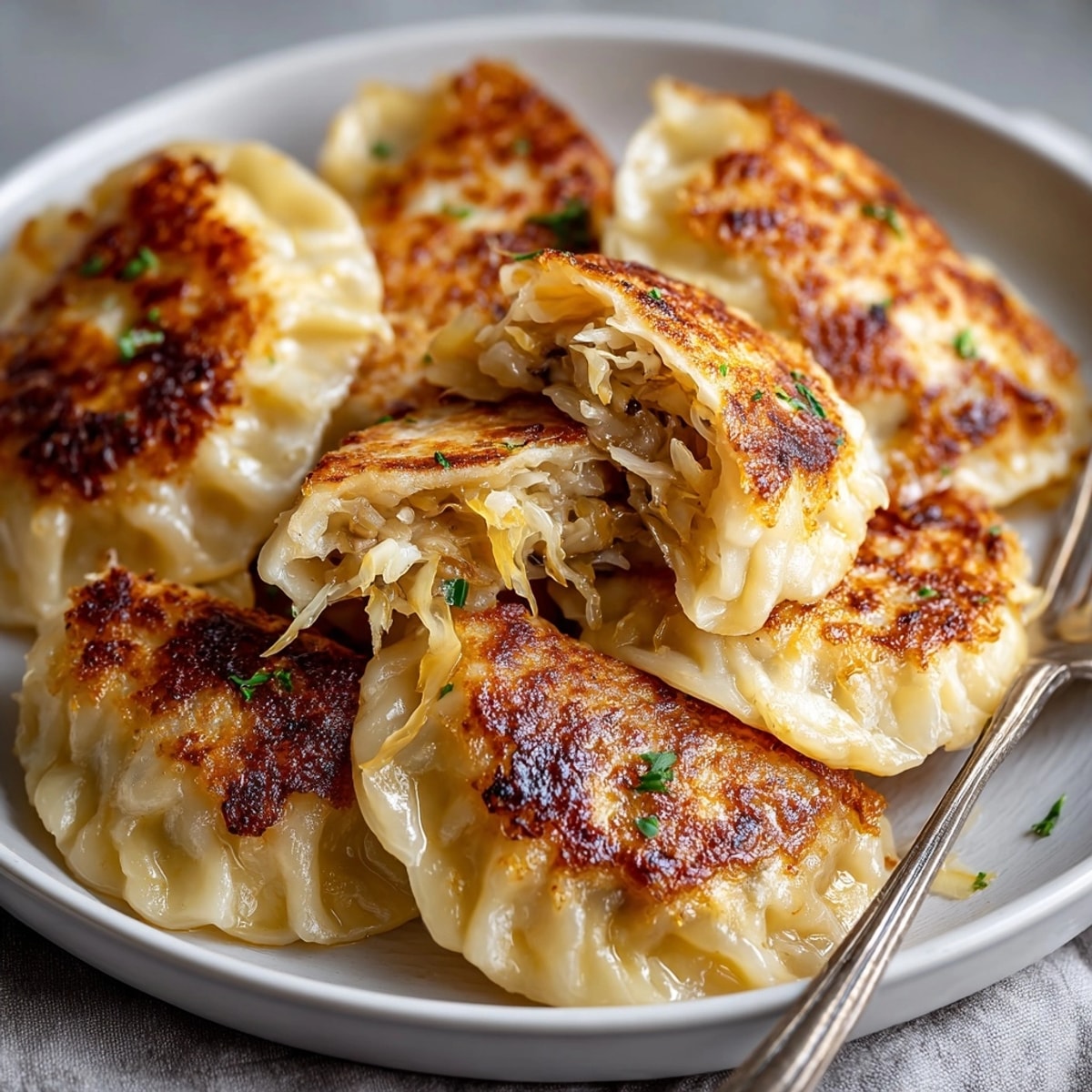 Pyszne polskie Pierogi z kapustą i grzybami, idealne na świąteczny obiad, z delikatnym farszem.