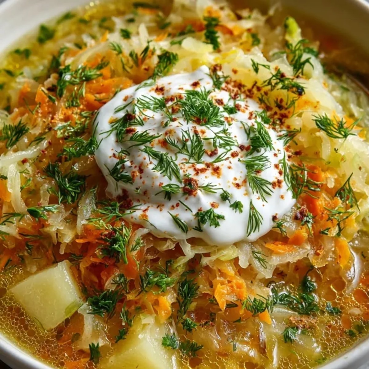 Creamy Quick Cucumber Soup simmering – sour aroma fills the air, garnished with dill.