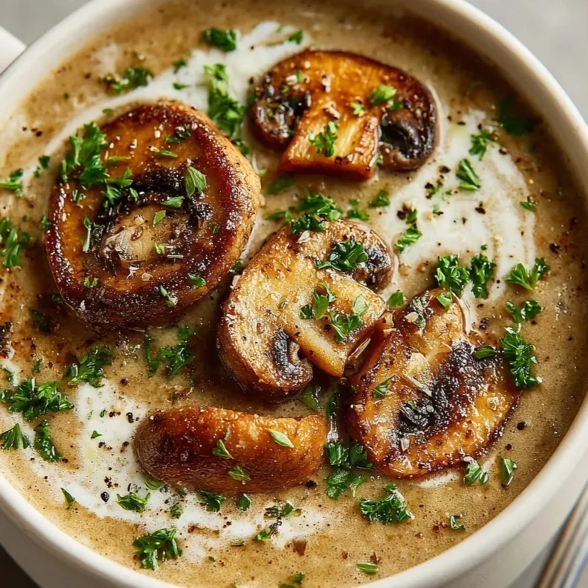 Kremowy i szybki w przygotowaniu zupka grzybowa, idealna na komfortowy, pożywny posiłek.