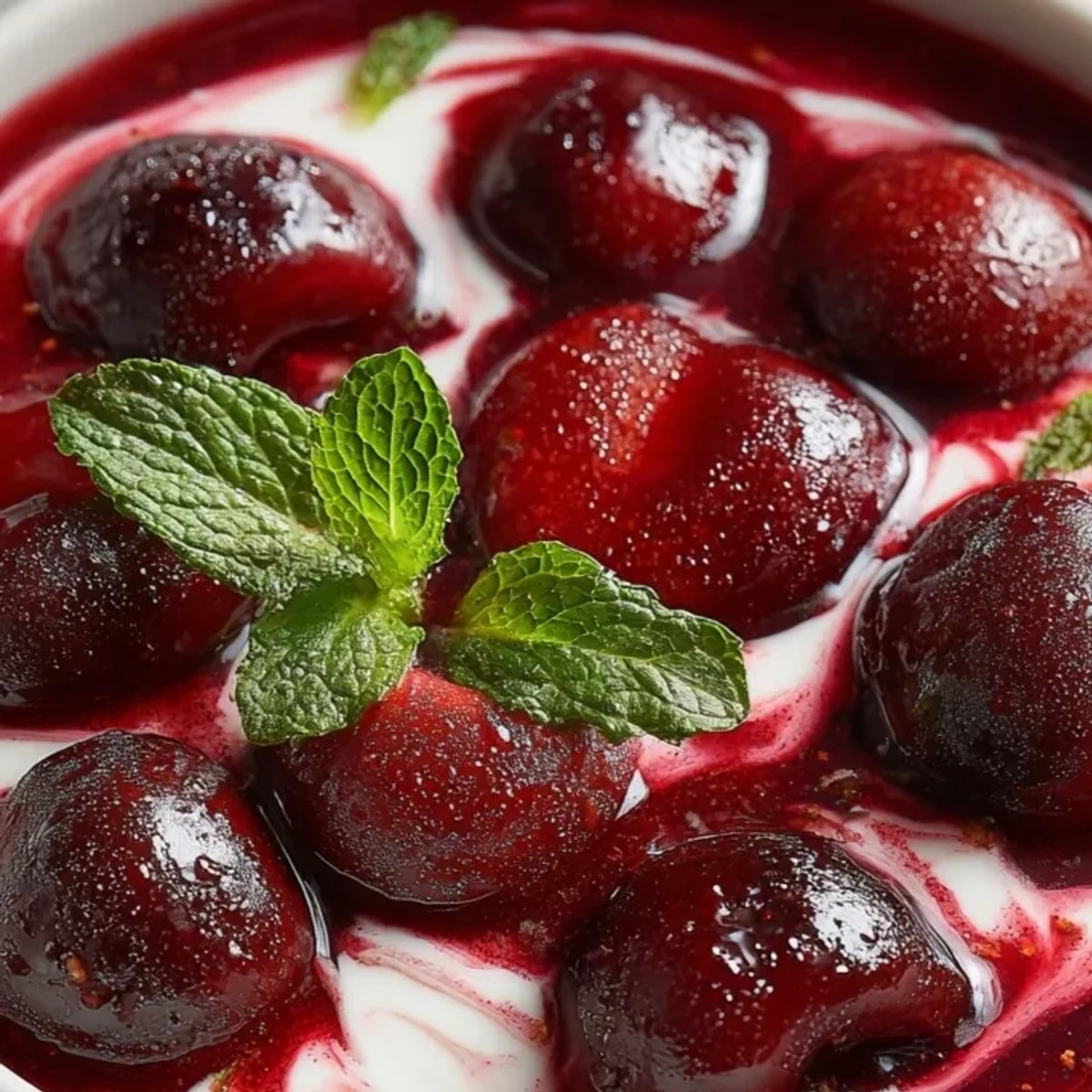 Domowa zupa wiśniowa o słodko-kwaśnym smaku, gotowana z cynamonem, idealna na deser lub apetyczny starter.