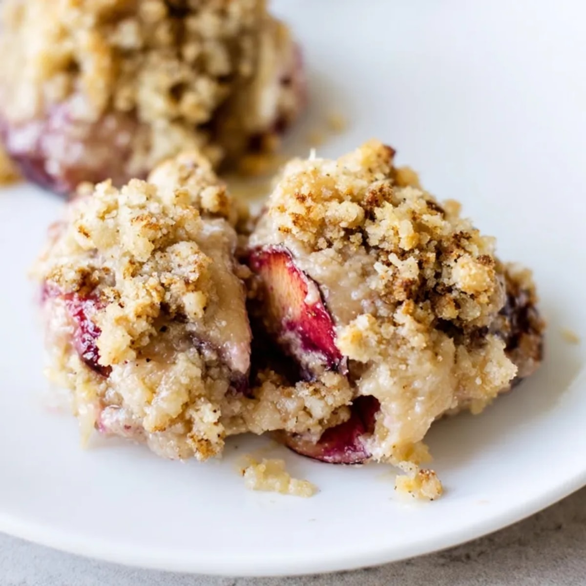 Puszyste knedle ziemniaczane z soczystymi śliwkami, posypane maślaną kruszonką cynamonową: przepis na rustykalne knedle śliwkowe.