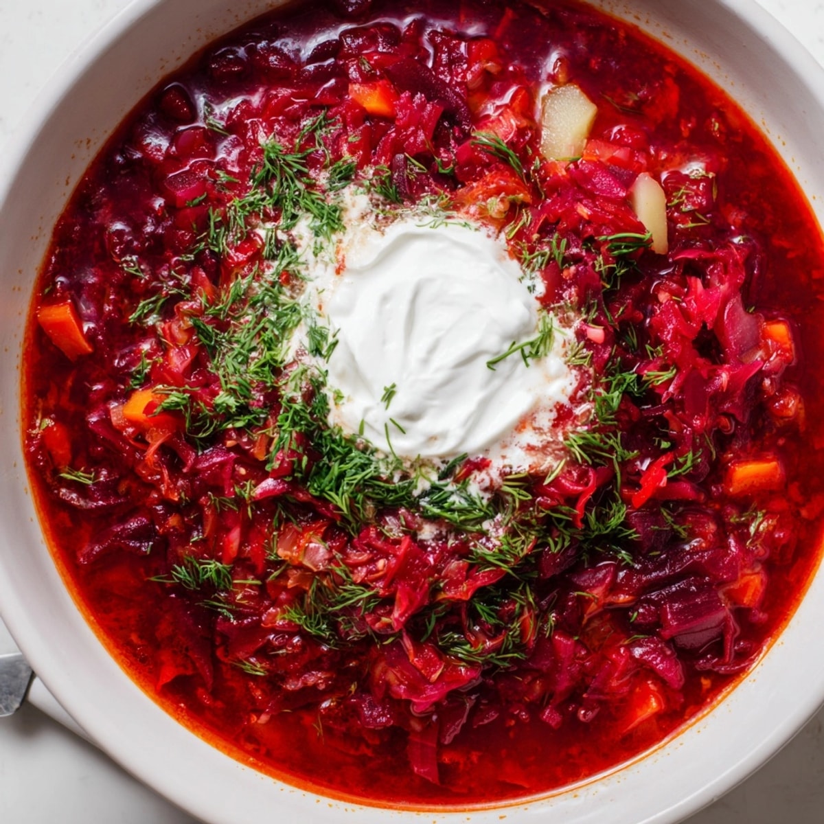 Bogaty, wegański czerwony barszcz z mleczkiem kokosowym, pyszna i odżywcza zupa z burak&oacute;w.