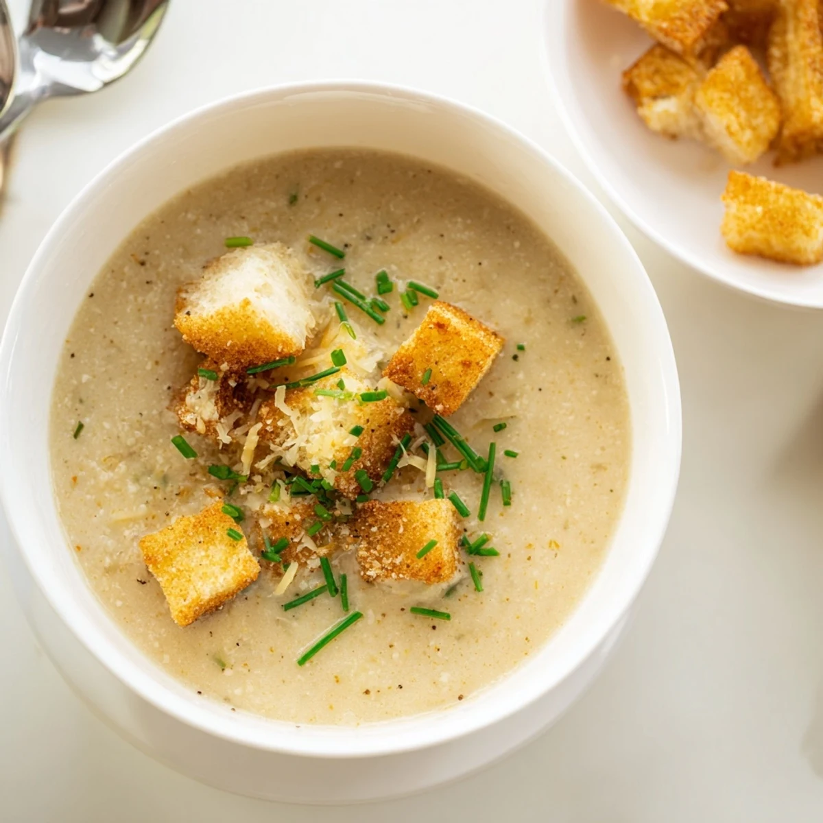 Chrupiące churros z żyta obok gładkiej zupy serowej, smakuj wyjątkowo.  