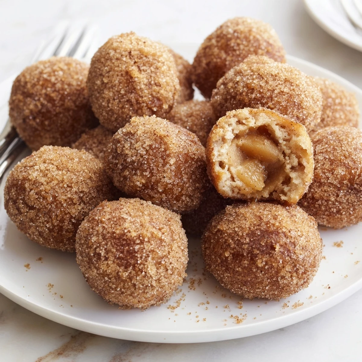 Kruche ciasteczka Donut Holes Szarlotka w aromatycznym cukrze korzennym, świetne na święta.