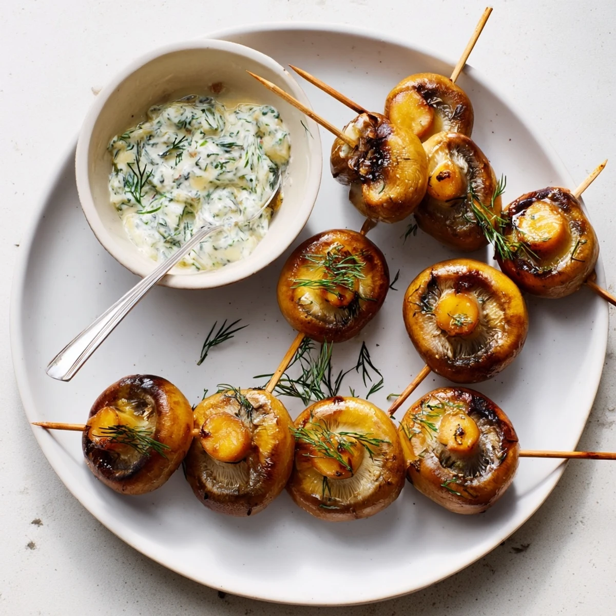 Złociste grzyby na patykach, przygotowane w smaku zupki z ogórków kiszonych.  