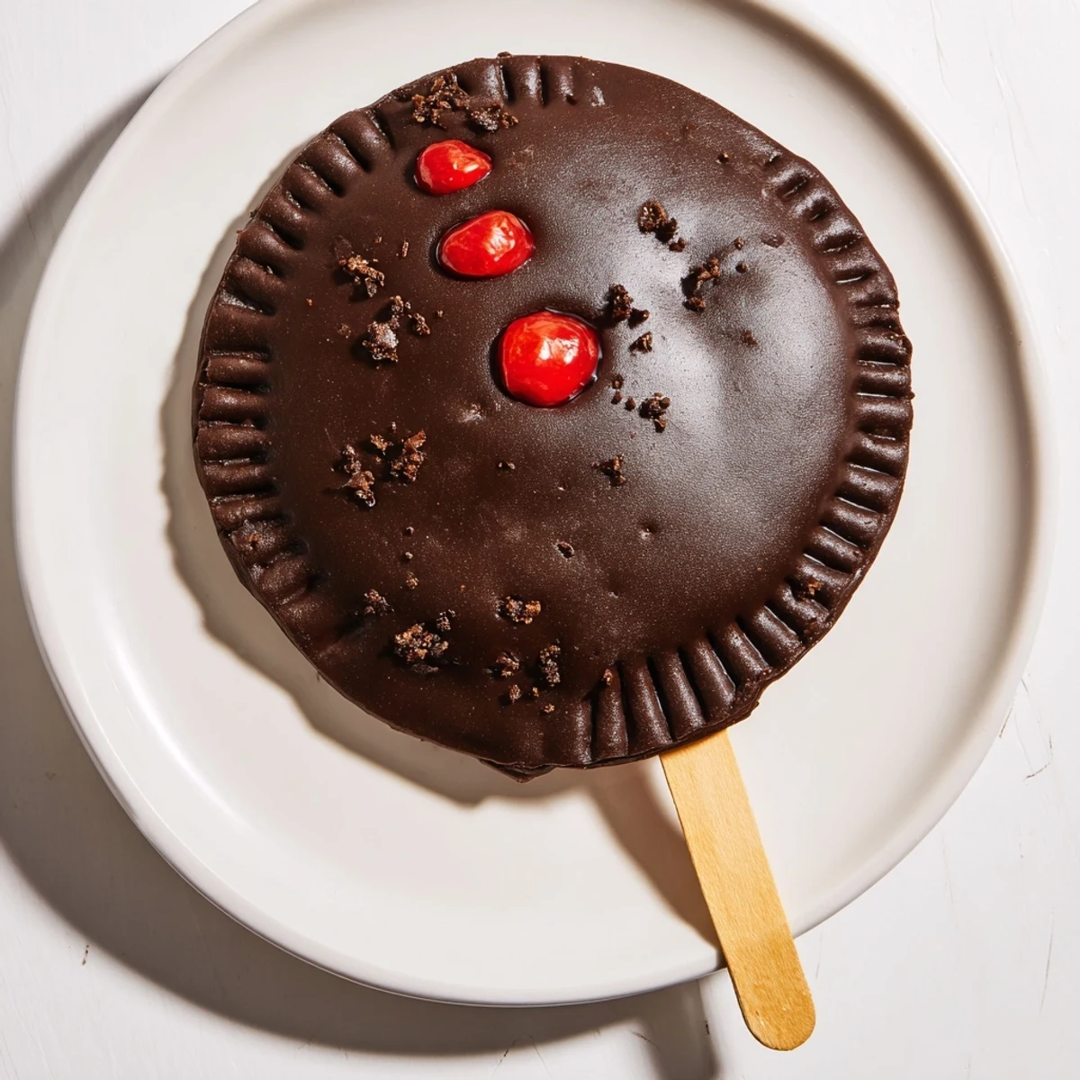 Słodkie pie pops na bazie Czerniny z gorzką czekoladą i wiśniami.  