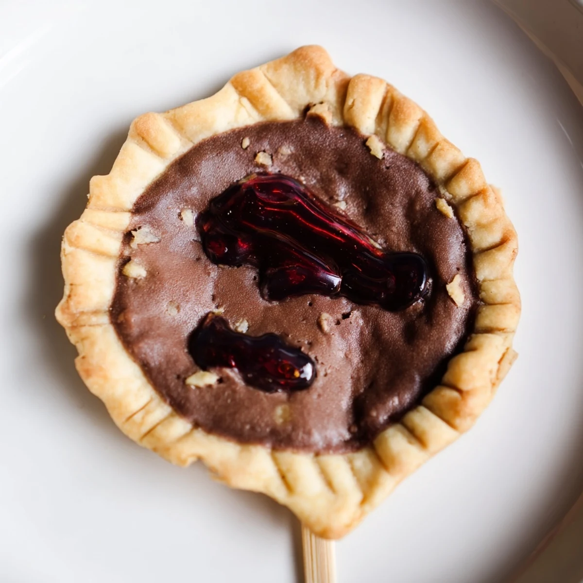 Czekoladowe pie pops Czernina ozdobione kolorowym żelem dla zabawnego efektu.  