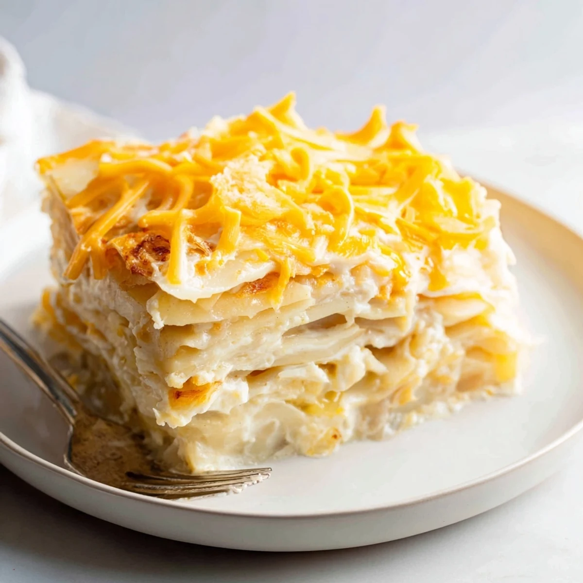 Pyszna zapiekanka pierogowa, złocista na wierzchu, idealna na obiad.