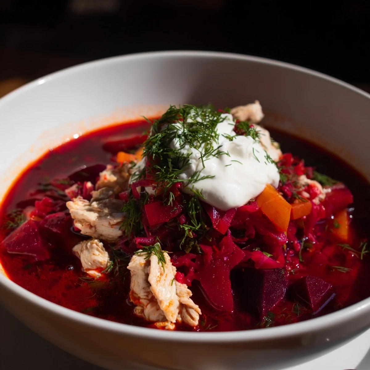 Barszcz czerwony z kurczakiem