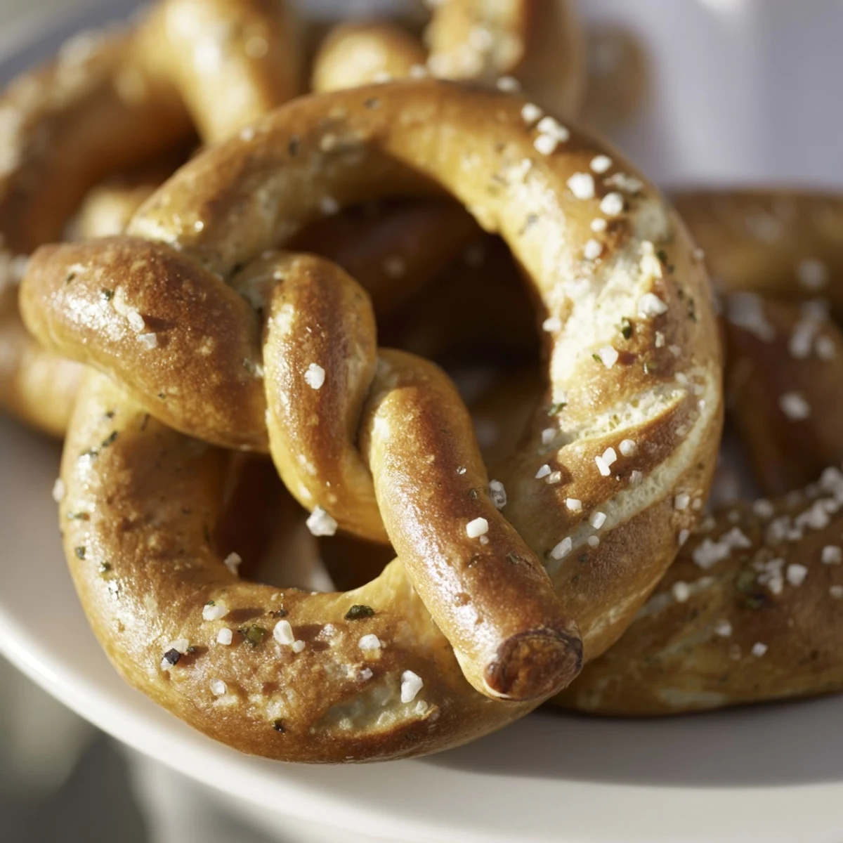 Złote, herbata spryjowane pierścienie precla, idealne na imprezy i przekąski.  