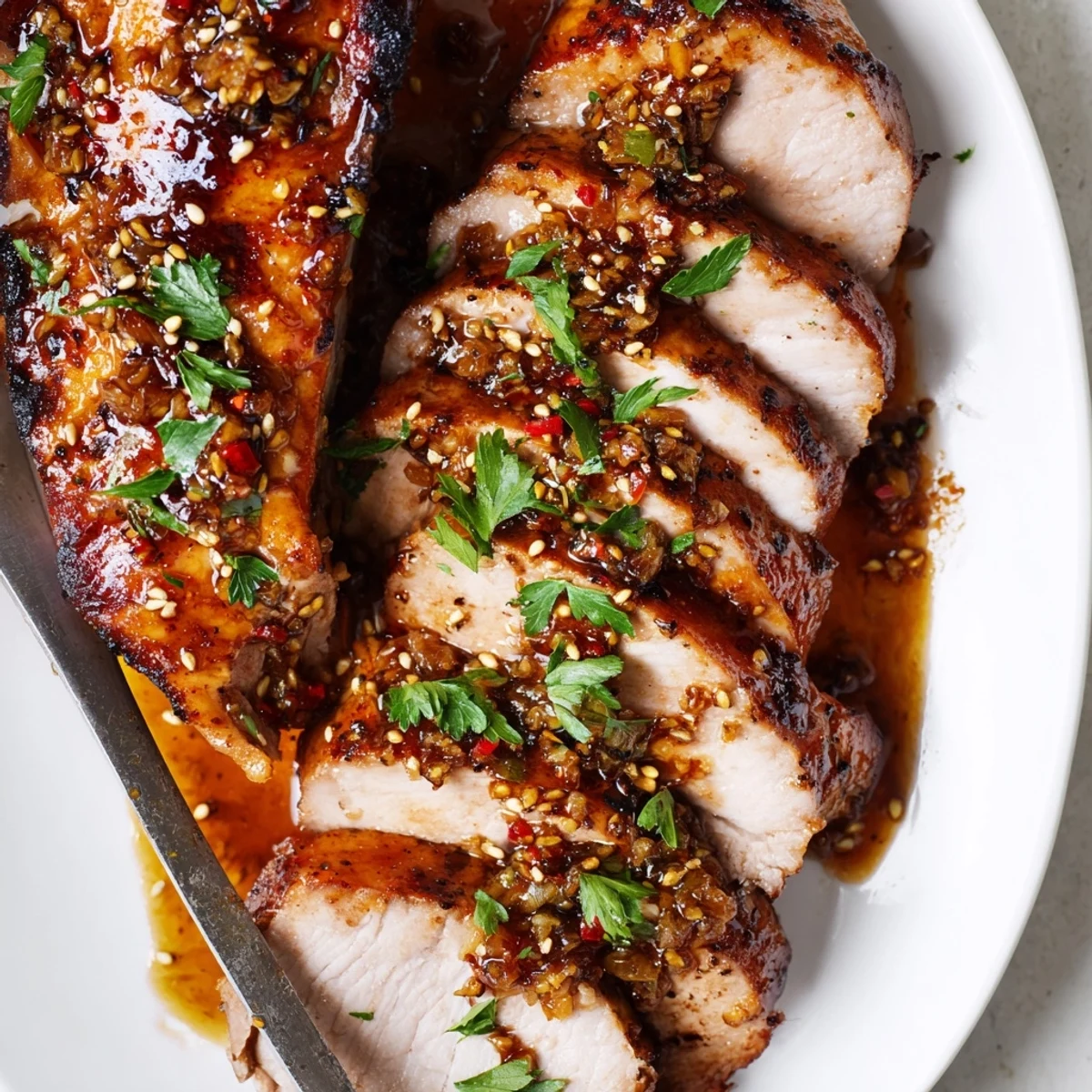 Pachnący pieczony schab z glazurą miodowo-czosnkową, doskonały na rodzinną kolację.  