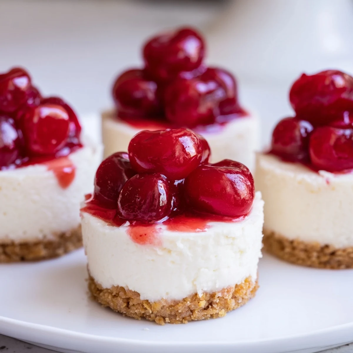 Mini Cherry No-Bake Cheesecakes