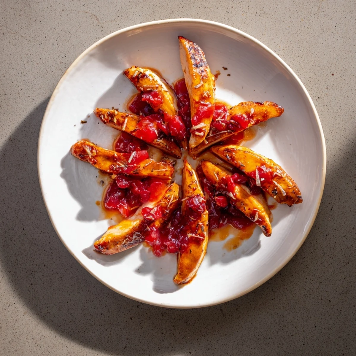 Tender slices of duck breast atop a flavorful plum and star anise sauce, ready for a feast.