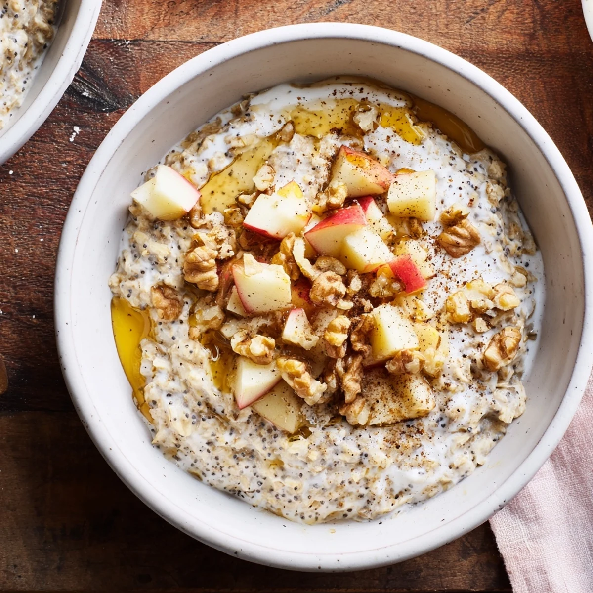 Perfect! Here are the 3 ALT image texts for "Overnight Oats with Apples, Cinnamon, and Honey":