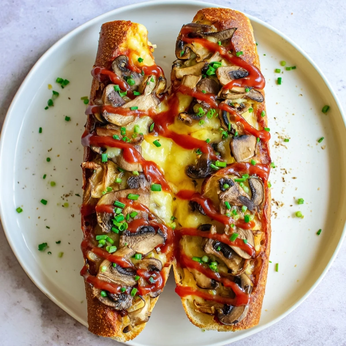 Air Fryer Zapiekanka, golden and bubbly, with melted cheese and crispy bread for lunch.