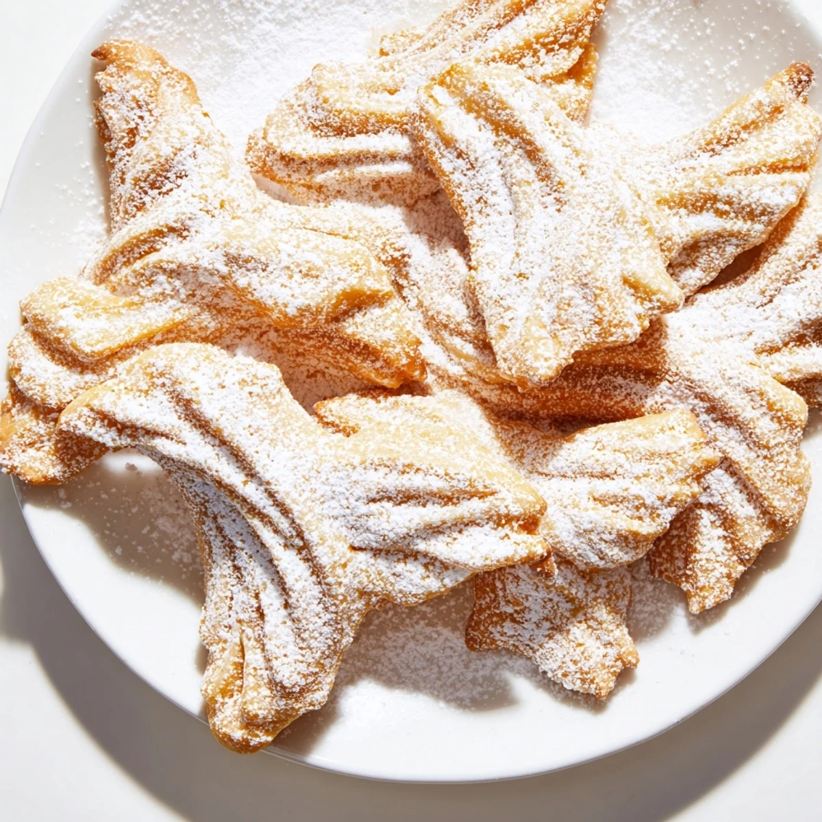Freshly fried 5-Minute Angel Wing Cookies: delicate, airy Polish pastries, perfect for serving.