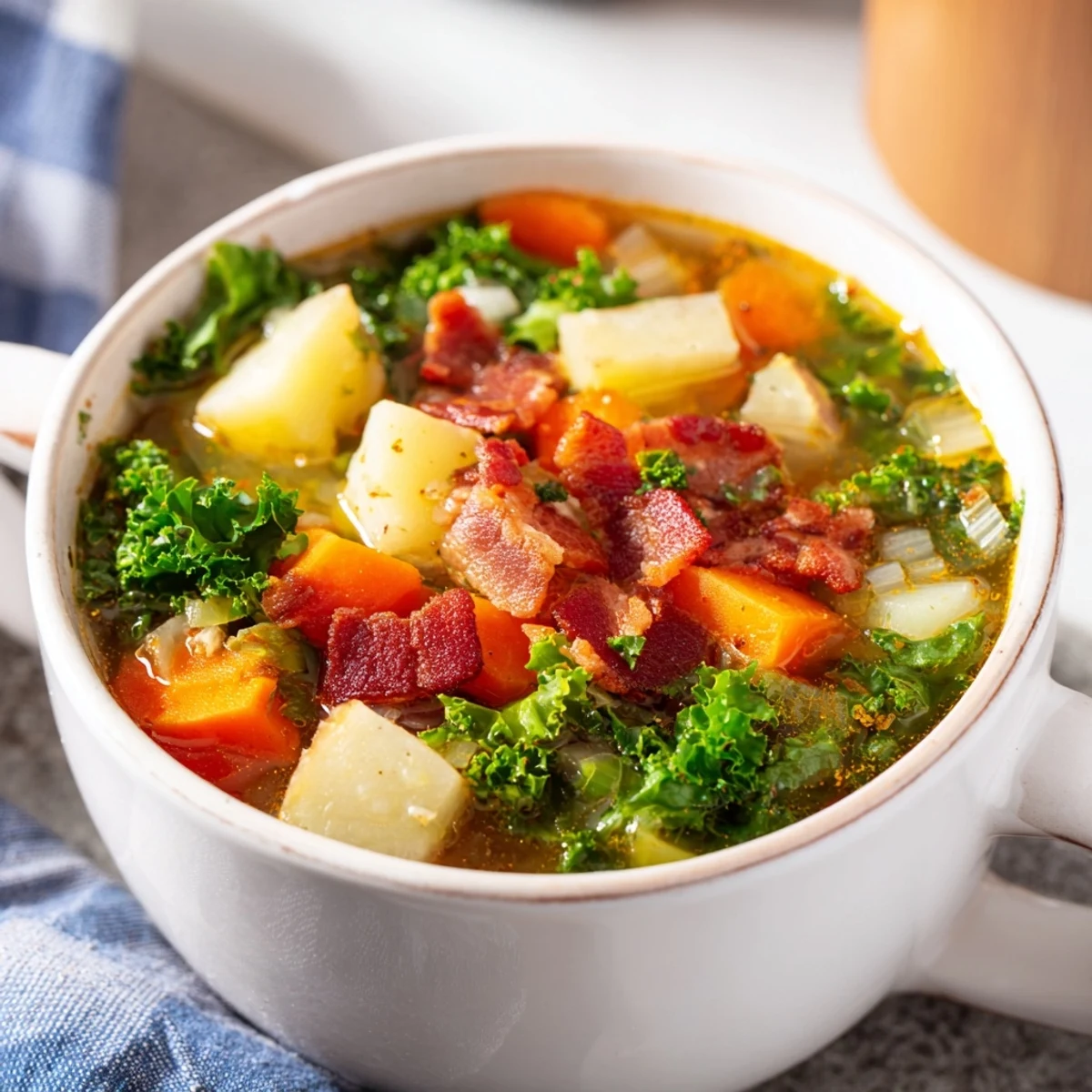 Hearty Express KapusniakCup, showing a close-up of the flavorful, steaming cabbage stew in a mug.