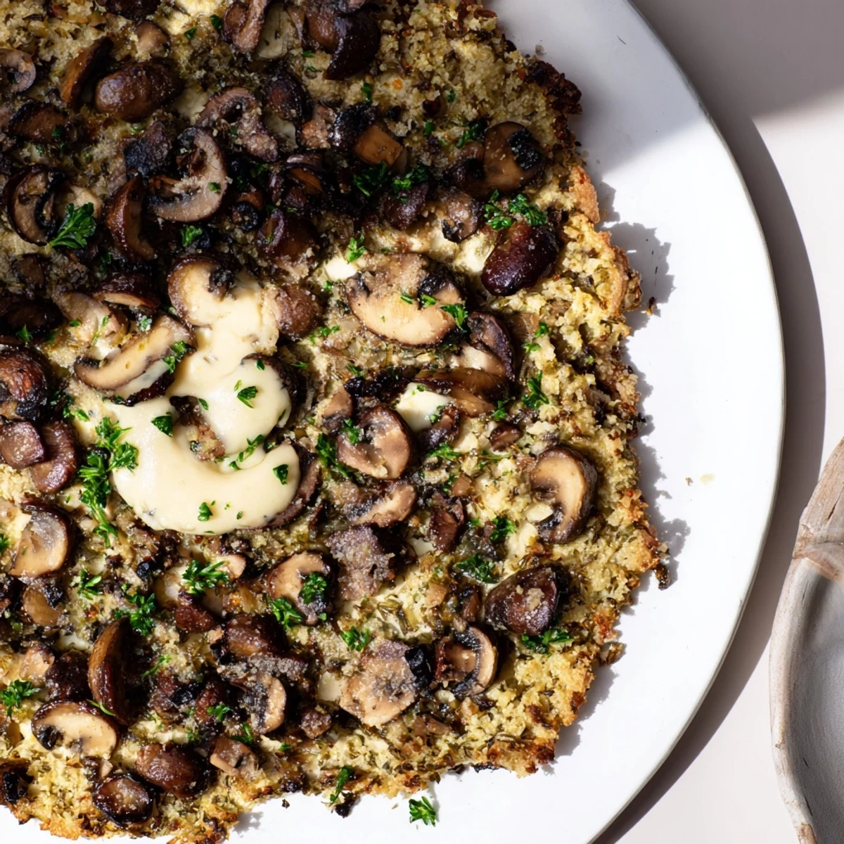 Close-up of crispy Air Fryer Polish Mushroom Pastry, filled with flavorful mushroom filling.