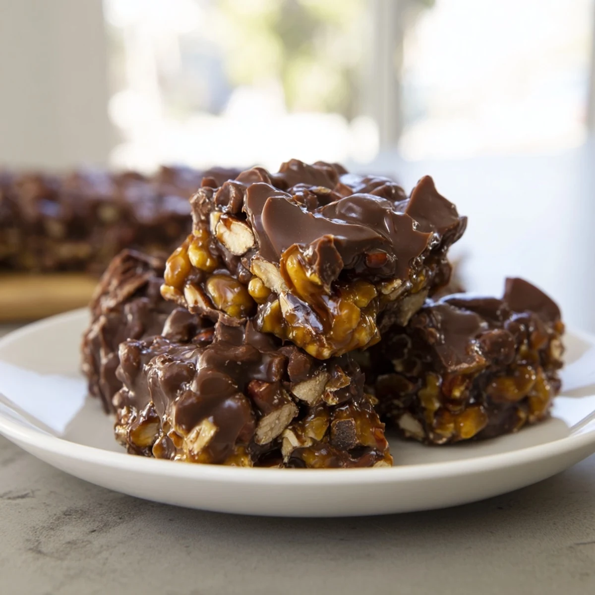Karmelizowane orzechy laskowe zanurzone w czekoladzie, idealne dla domowych budżetowych polskich słodyczy.