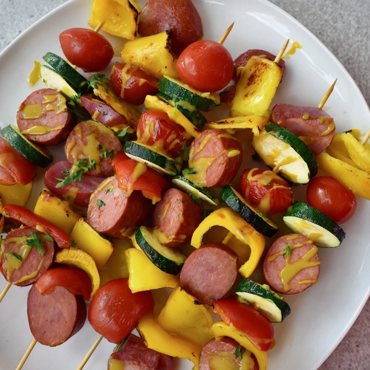 Lightened Kielbasa Appetizer Skewers