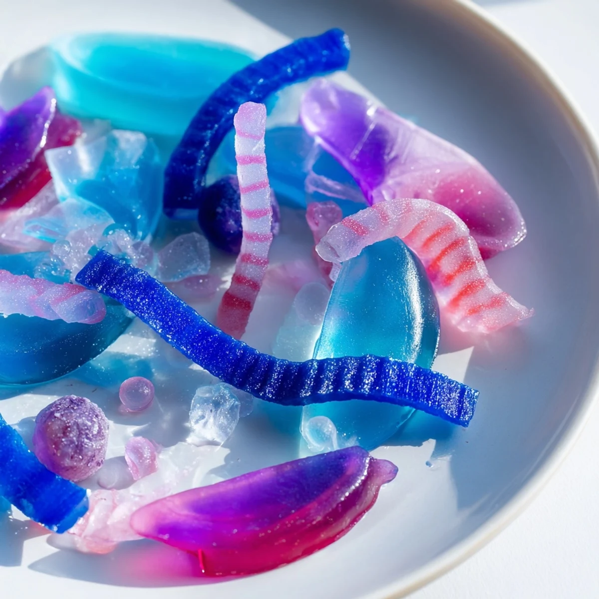 Beautiful Jellyfish Candy Platter featuring homemade jellyfish gummies and edible sea coral ready to serve.