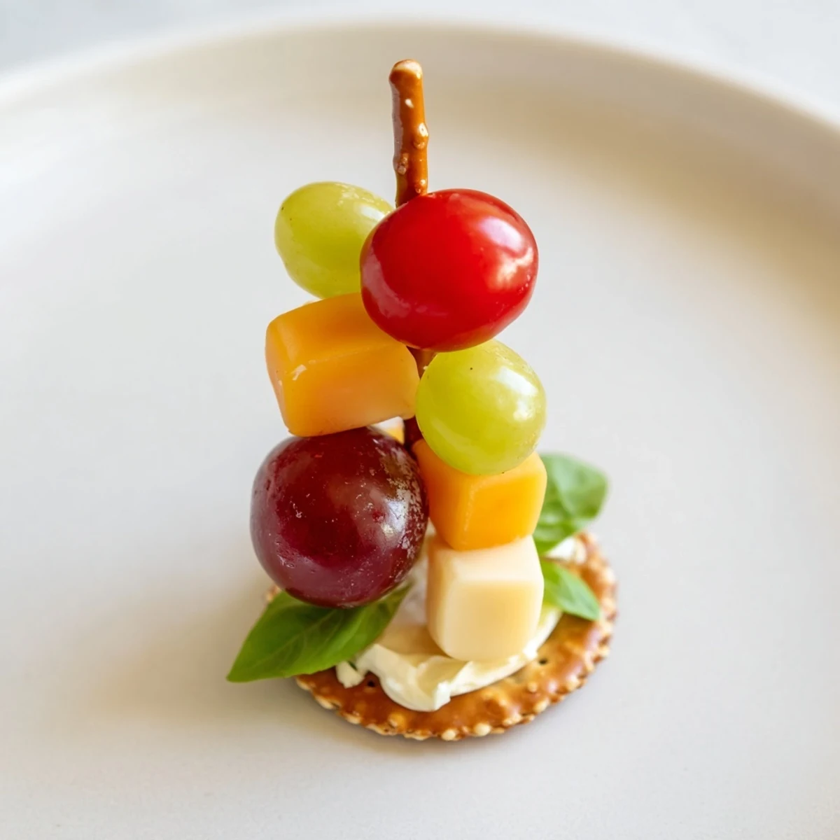 Vibrant Up, Up, & Away Hot Air Balloon Snacks, featuring grapes, cheese, and pretzel "balloon baskets"—ready to eat.