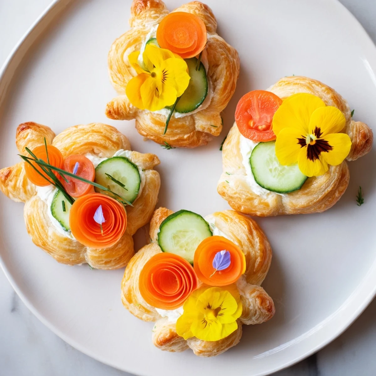 Close-up of vibrant fairy garden flower shaped snacks, perfect for a magical children's party.