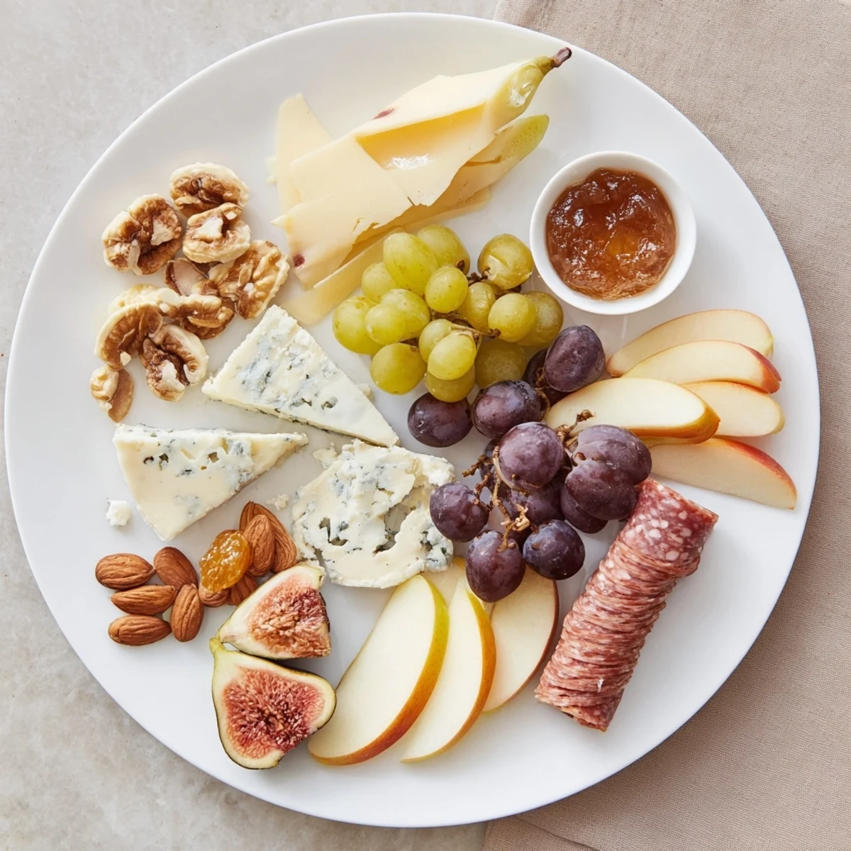 A beautiful Wine & Food Pairing Platter, filled with gourmet cheeses and seasonal fruits.
