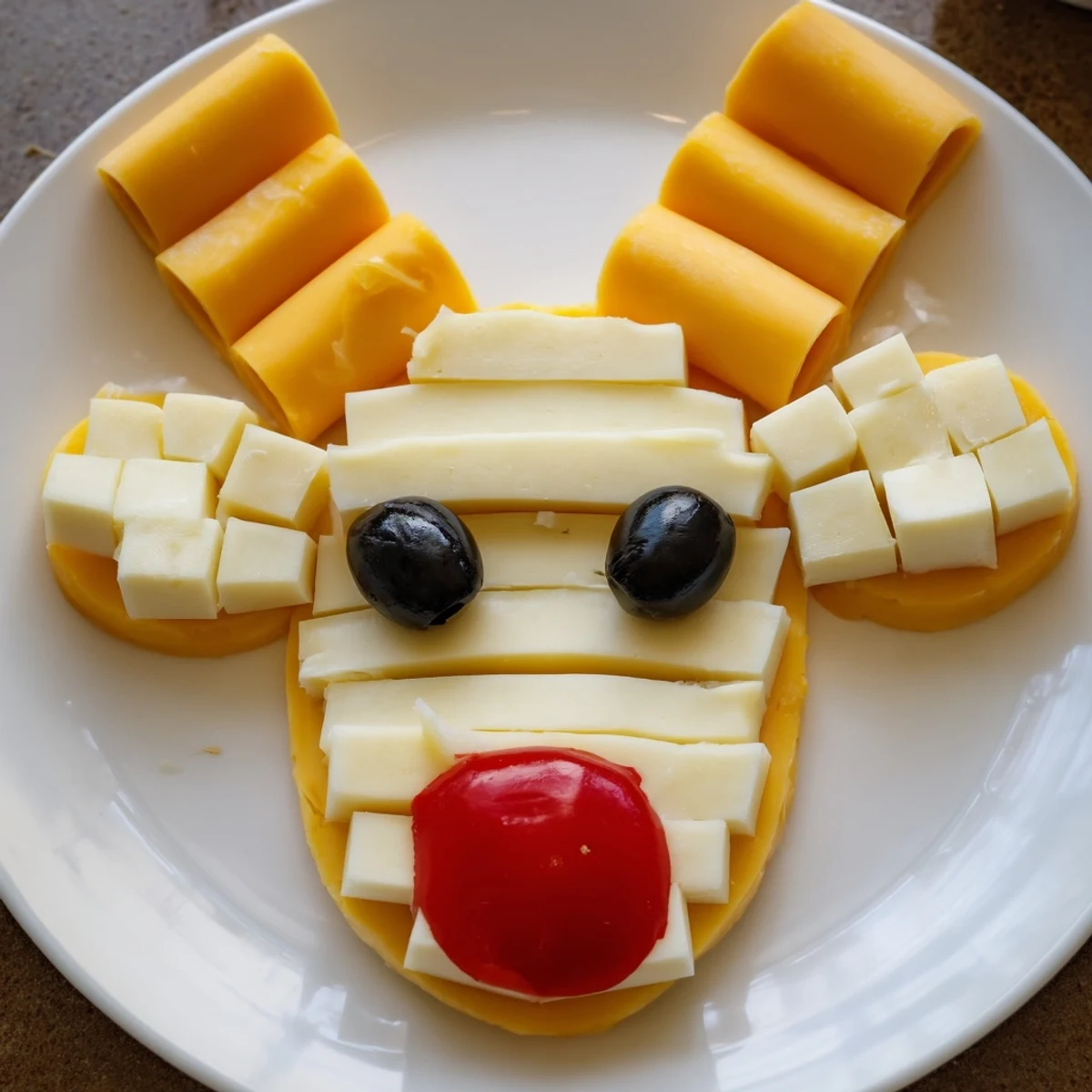 Looking at the playful Cheesy Reindeer Face Platter, perfect for a cheerful and cheesy holiday appetizer.