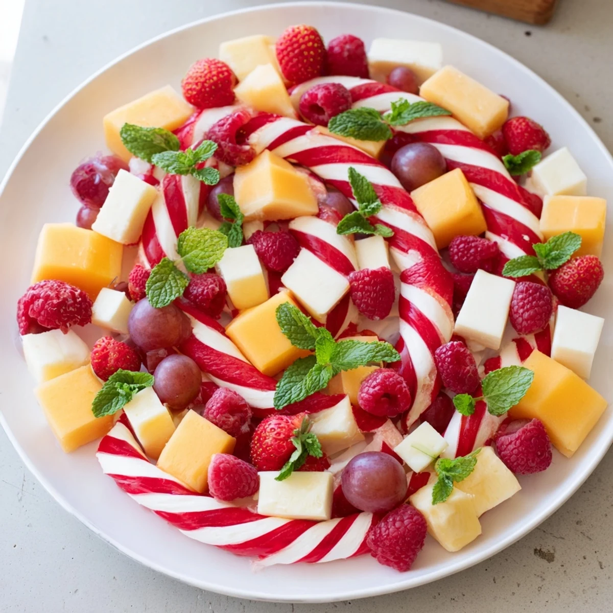 Candy Cane Stripe Fruit Cheese