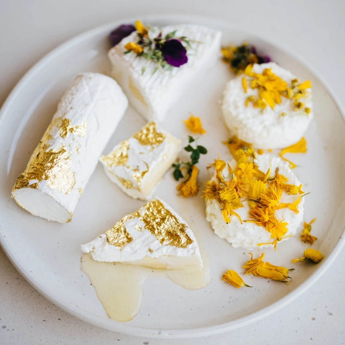 Beautiful The Gilded Lily cheese board, a vegetarian appetizer ready in minutes, garnished lavishly.