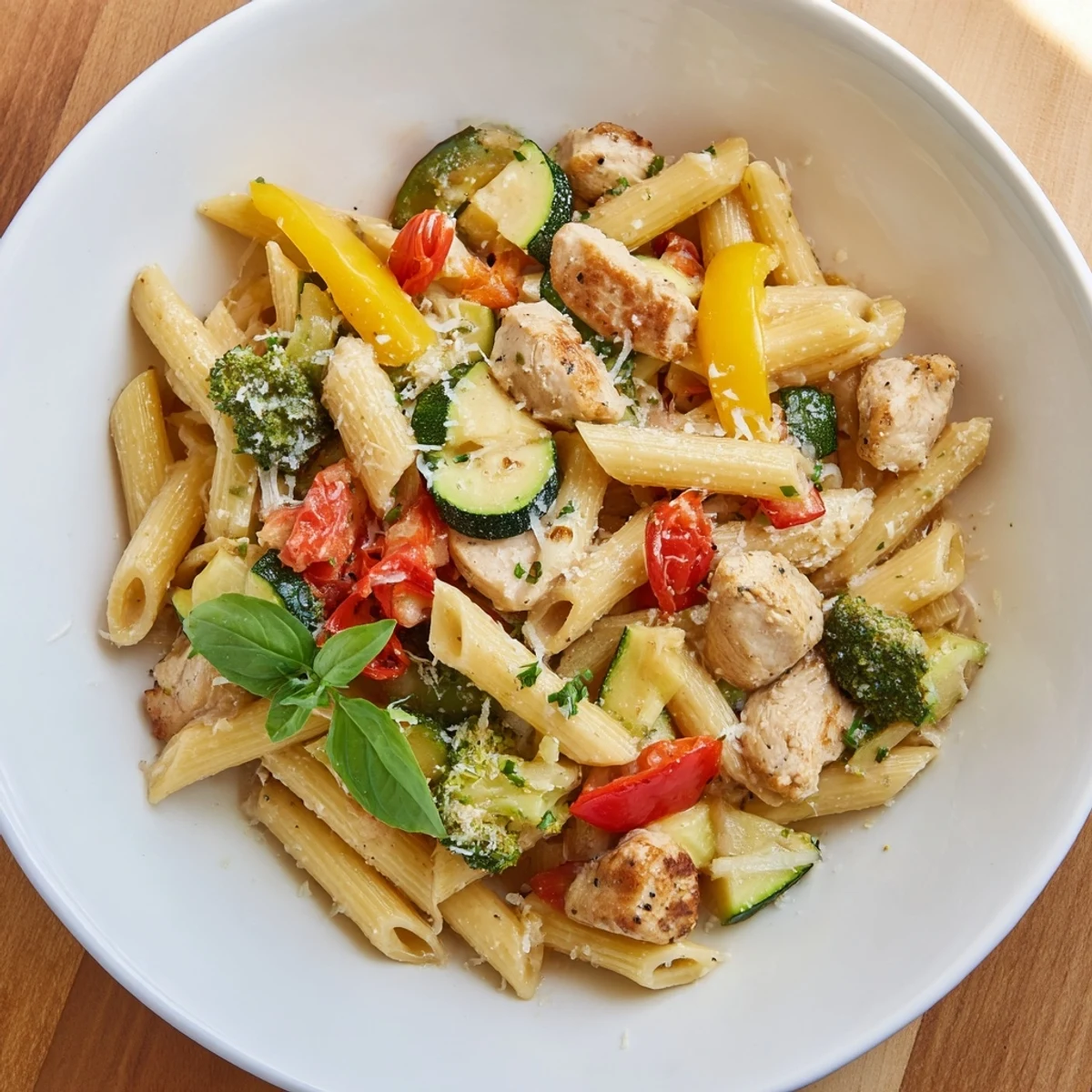 Delicious 5-4-3-2-1 Pasta Primavera: a delightful Italian-American chicken pasta recipe.