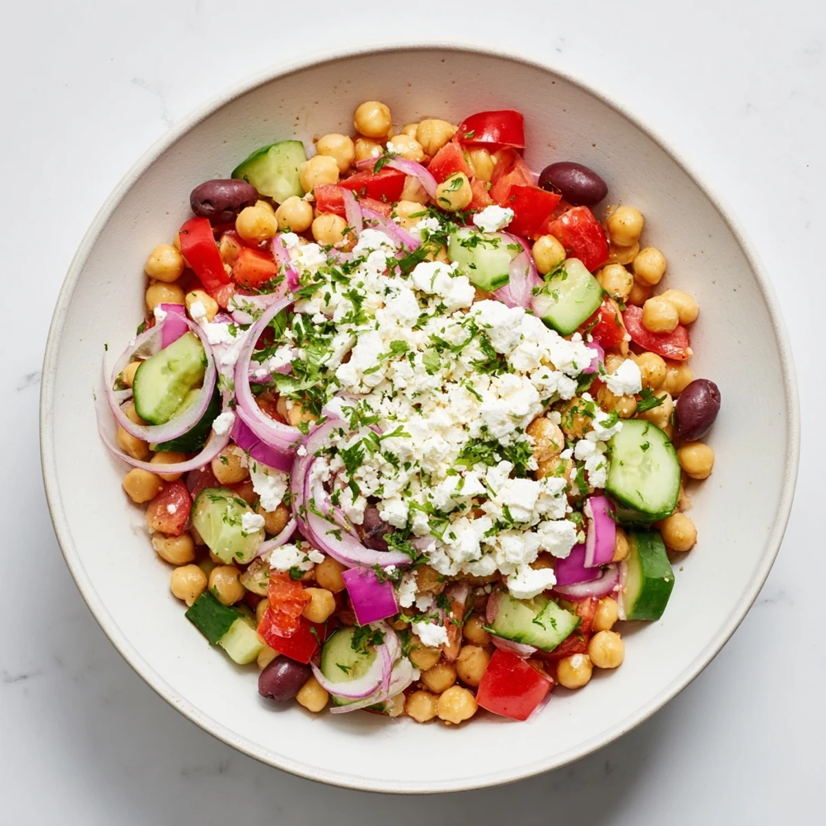 Mediterranean Chickpea Feta Bowl