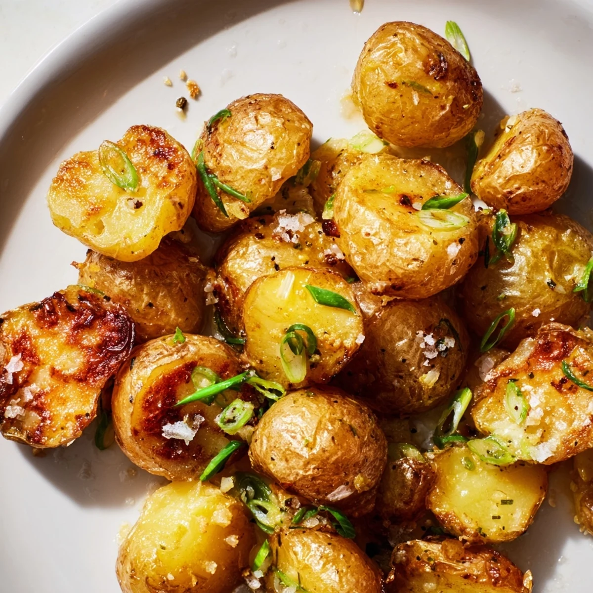 Świeżo upieczone Smashed Green Onion Potato Bombs z chrupiącą skórką — idealna, wegetariańska przystawka.