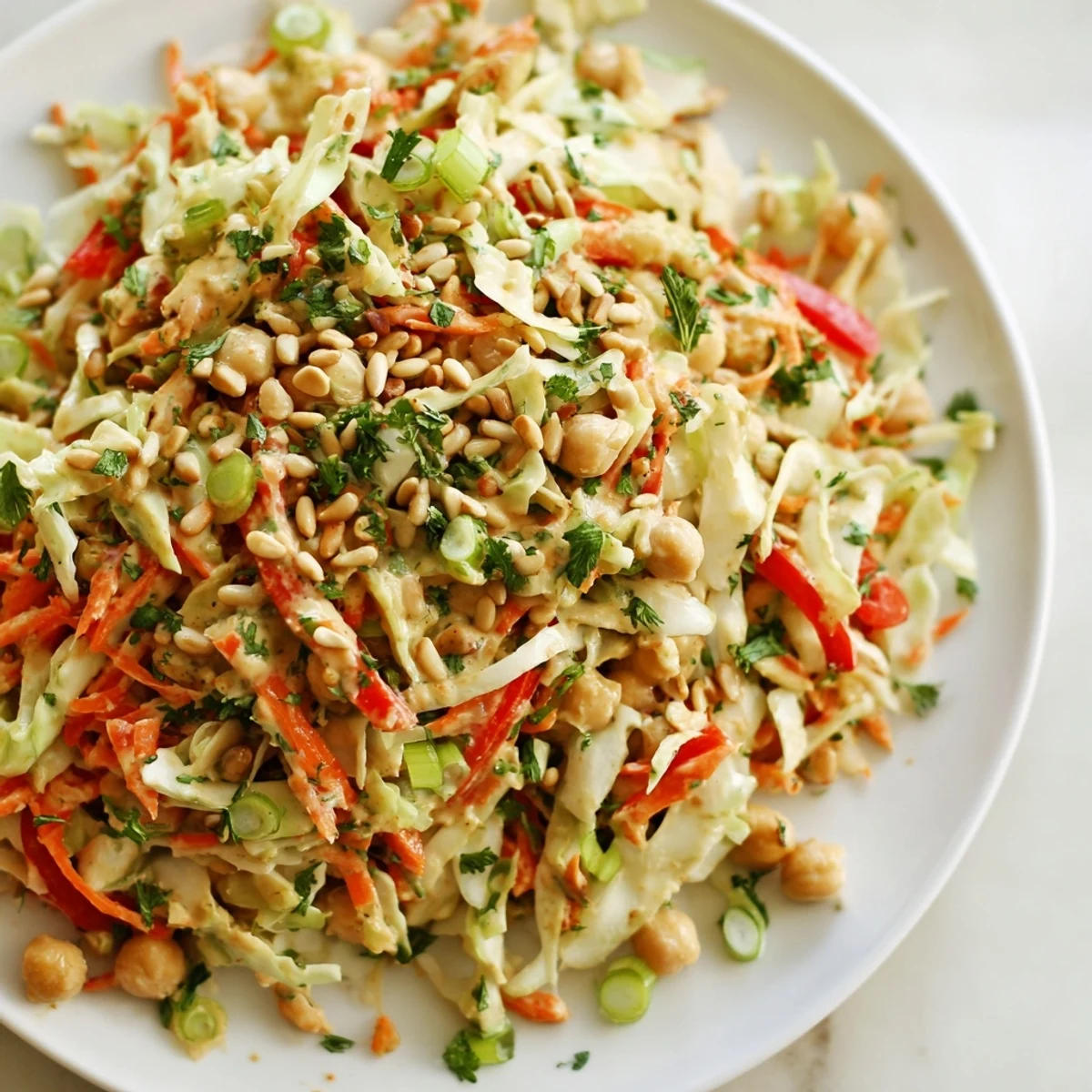 Fresh, colorful fiber-forward chickpea salad: a Mediterranean-inspired, healthy lunch with a zesty lemon dressing.