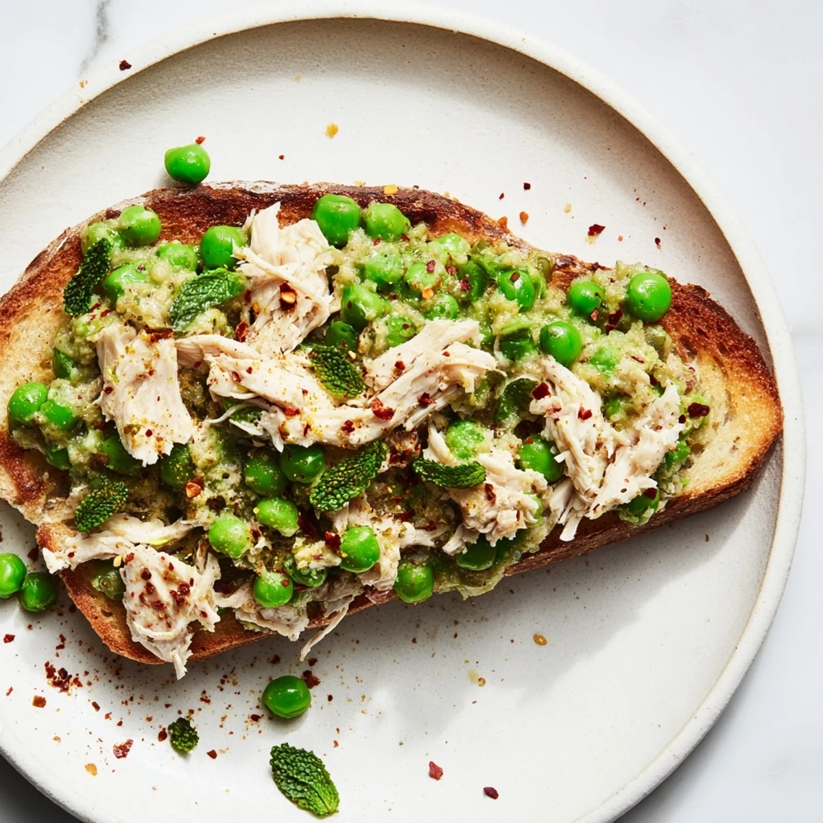 Smashed Pea Chicken Toast