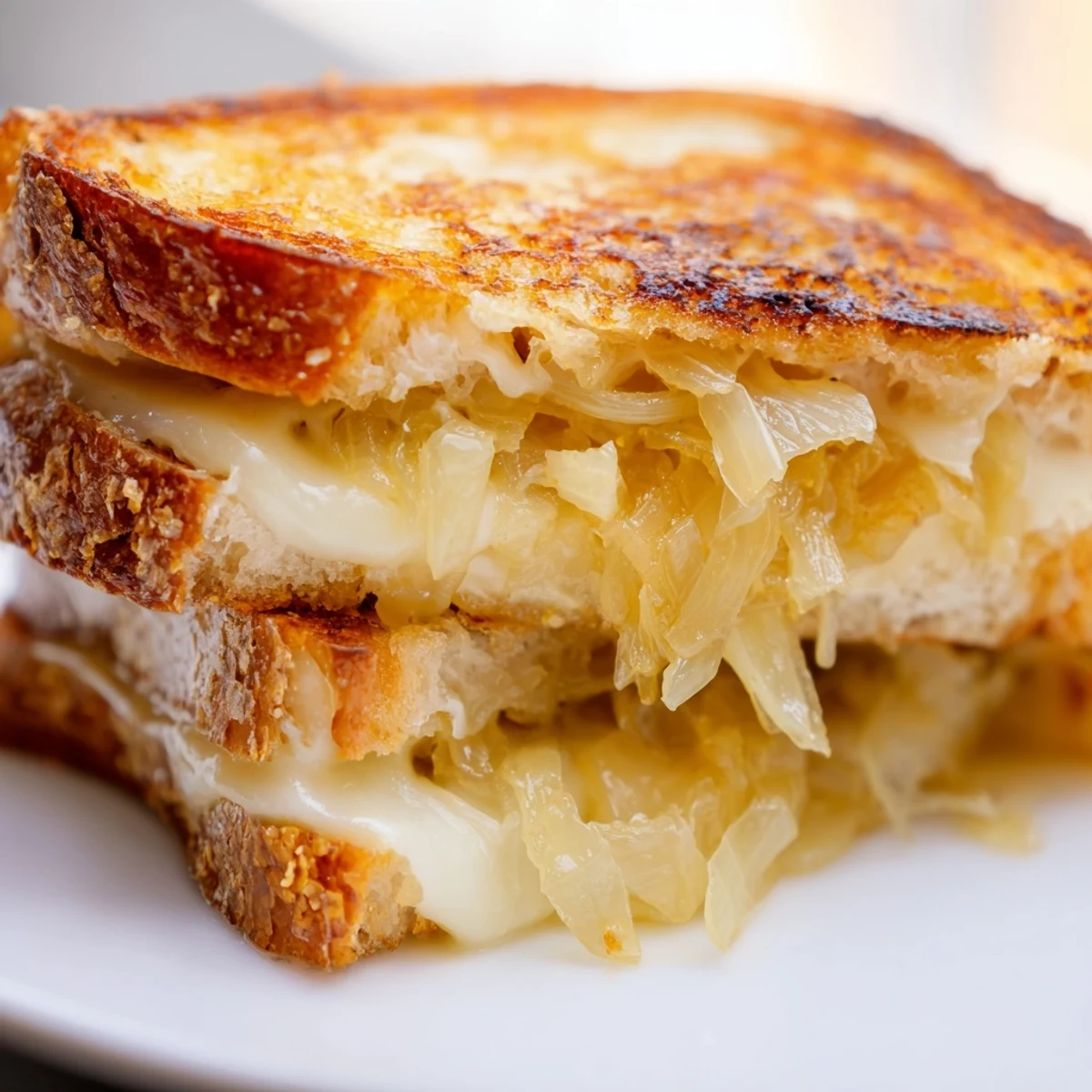 Golden, melted Gruyère oozes from this Caramelized Onion & Gruyère Grilled Cheese sandwich.