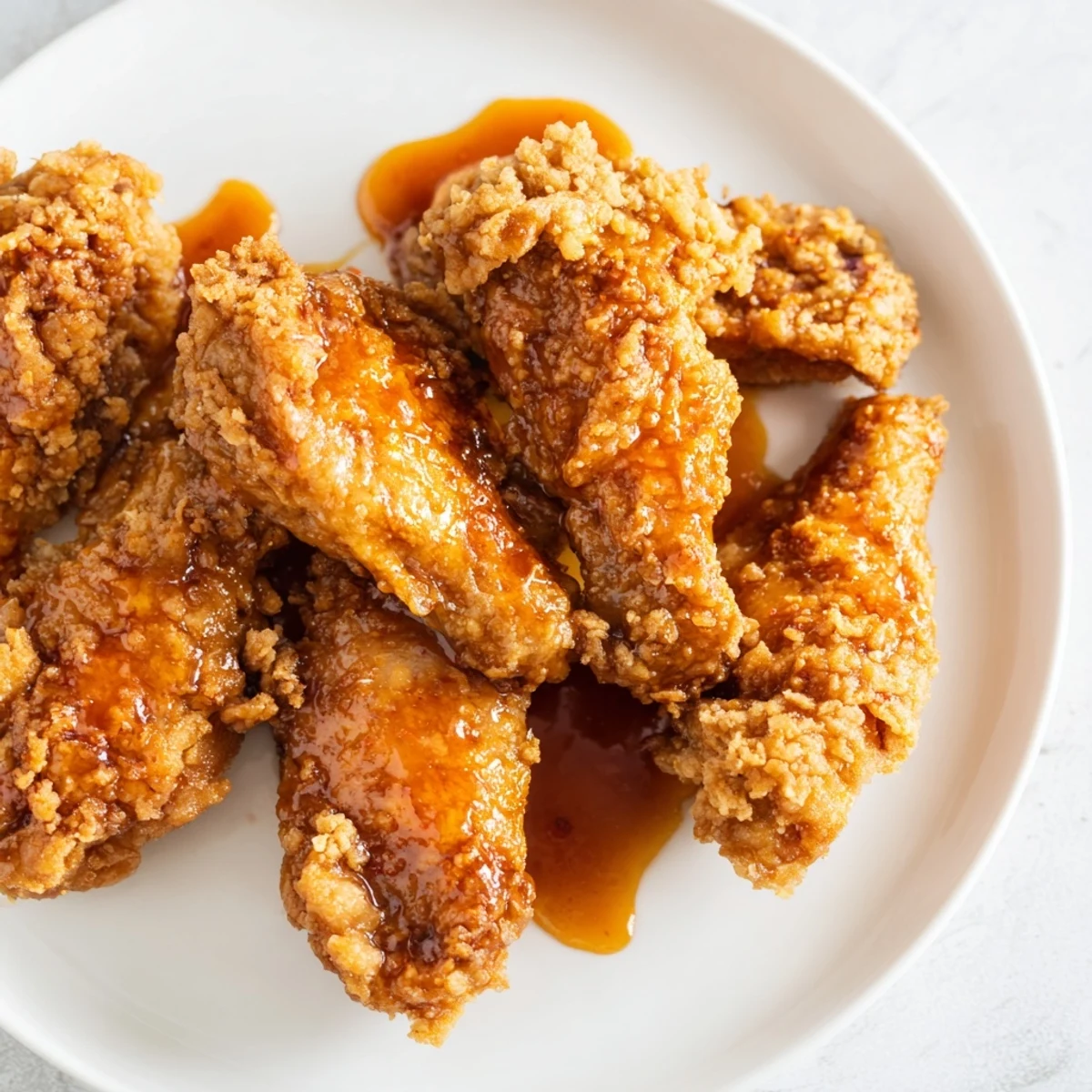 Freshly fried Fried Chicken Wings drizzled with smoky BBQ sauce, paired with ranch dressing and extra wing tips.