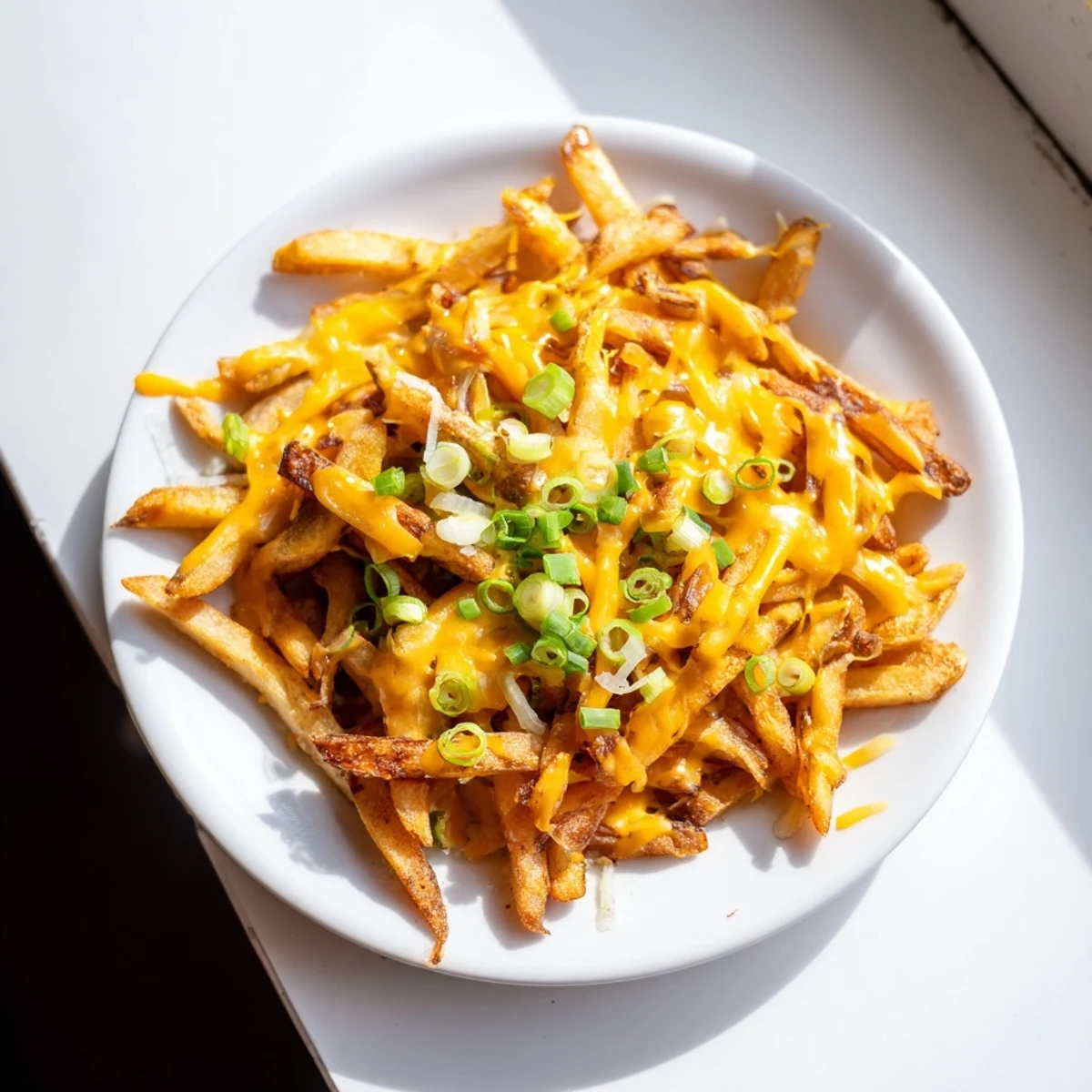 Crispy golden baked fries loaded with melted cheddar and smoky BBQ seasoning, served with creamy homemade ranch dip.