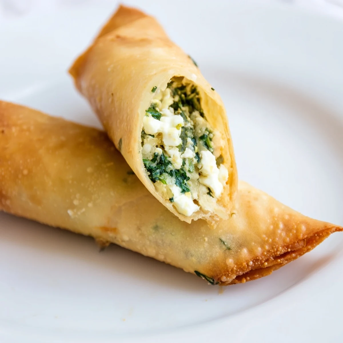 Crispy Spinach Feta Spring Rolls