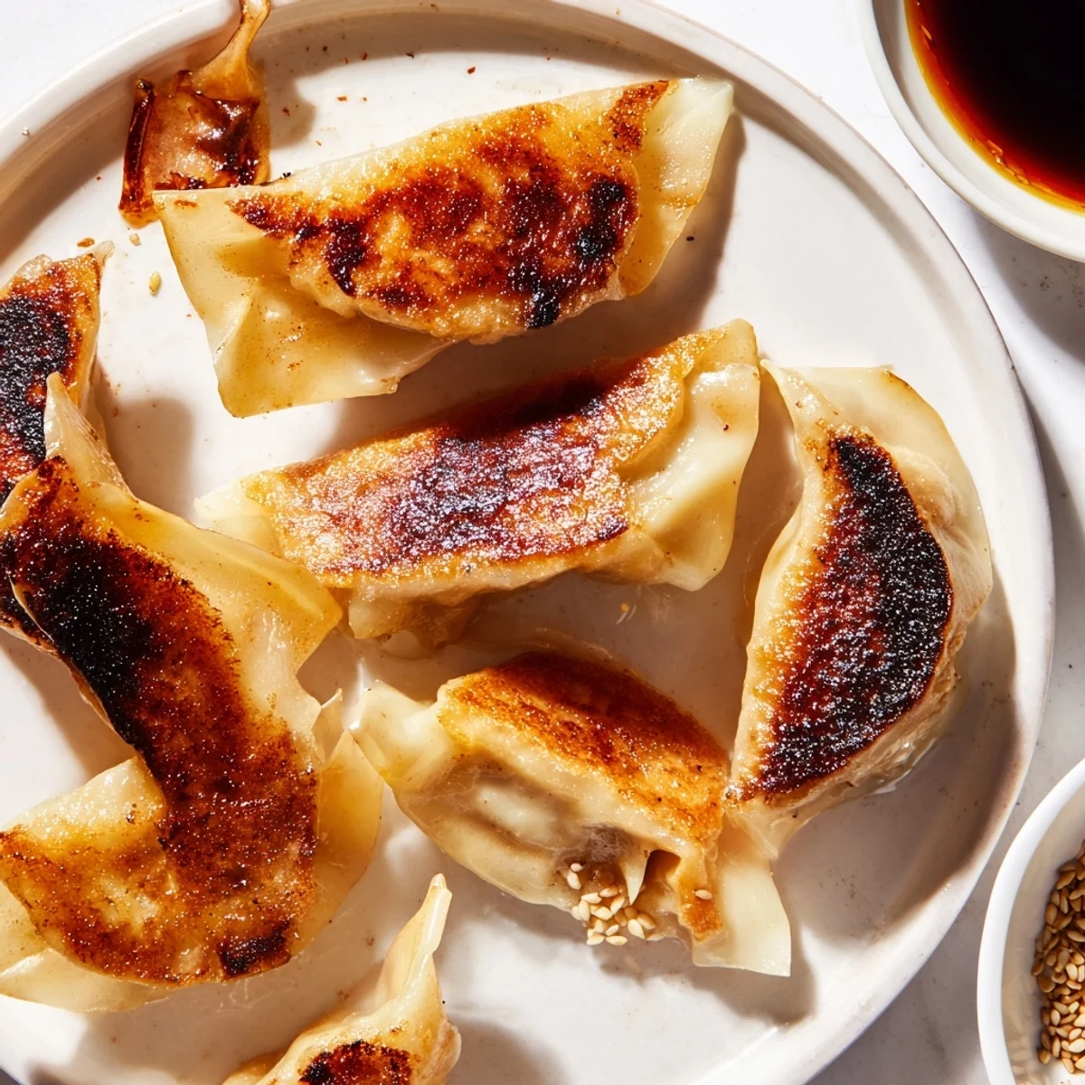 Smashed Gyozas Pan-Fried