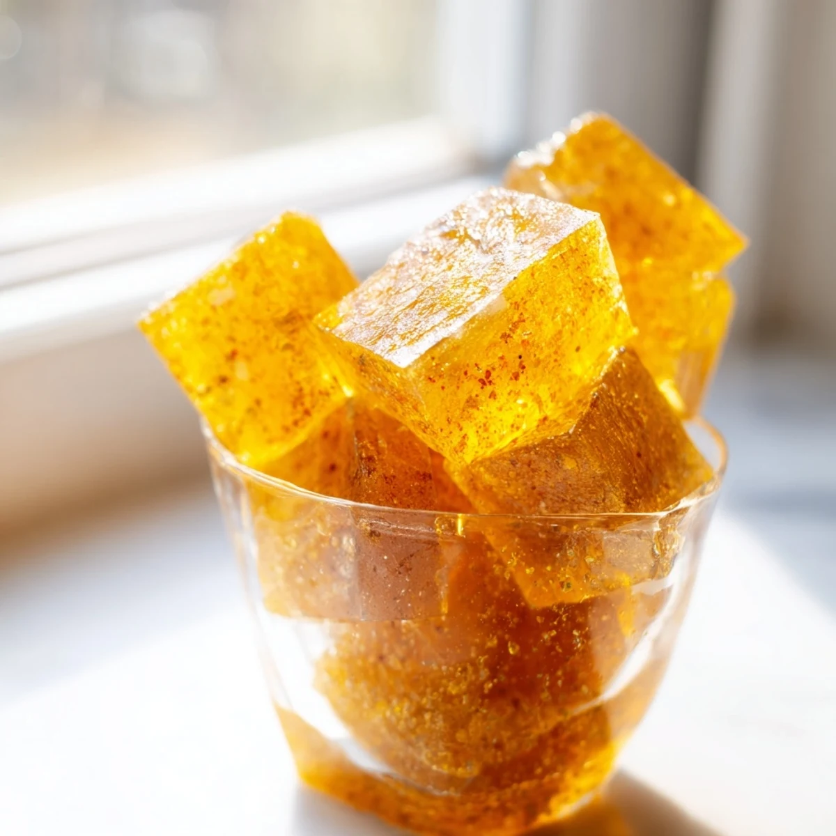 Vibrant Lemon Ginger Turmeric Wellness Cubes ready to dissolve into hot water for a soothing drink.