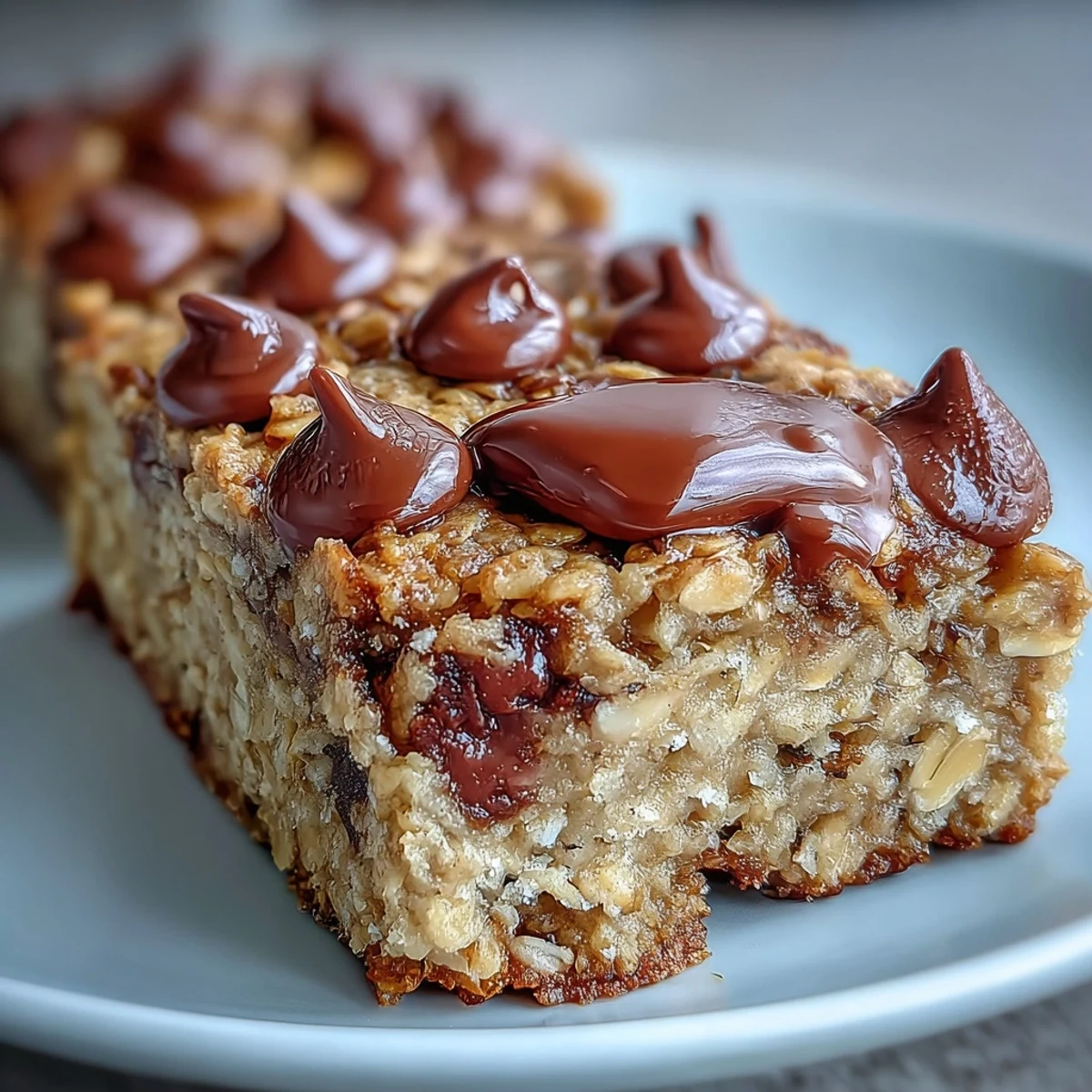 Złociste i miękkie banana baked oatmeal bars z chrupiącymi krawędziami, idealne na fit śniadanie.
