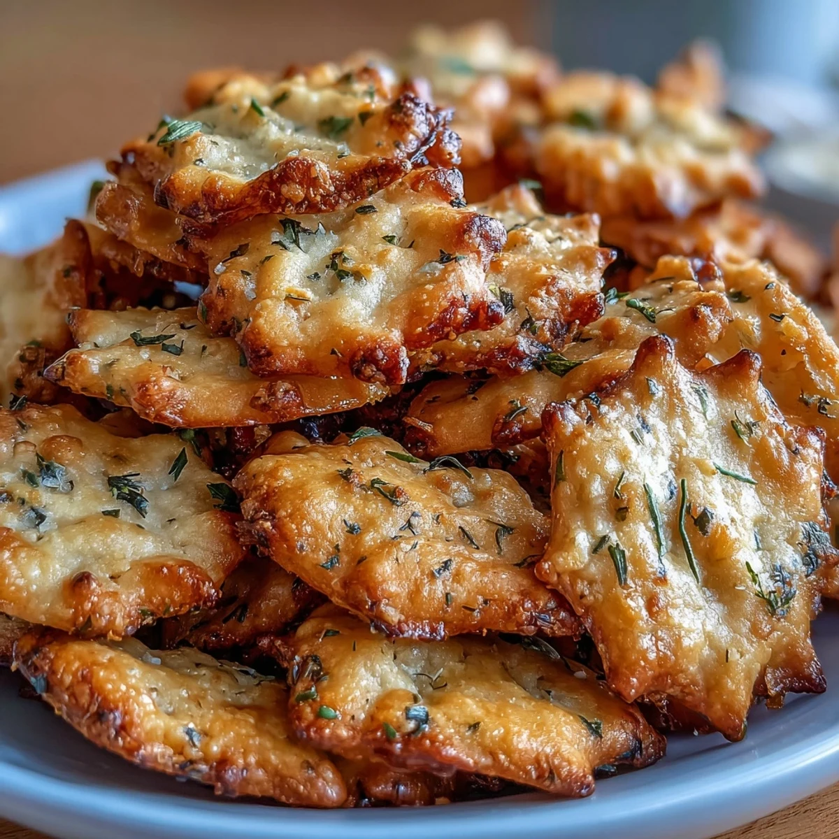 Golden-brown Ranch Oyster Crackers spread on a baking sheet, seasoned with dill and spices for a savory crunch.