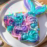 Close-up of frosted Mermaid Tail Under the Sea Sweets, shimmering with edible glitter and pearls.