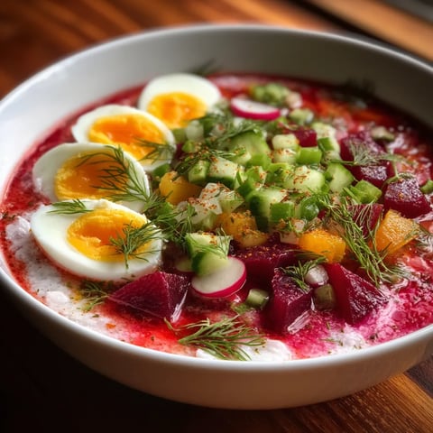 W misce z czerwonym sosem, zawierającym wiele składników.