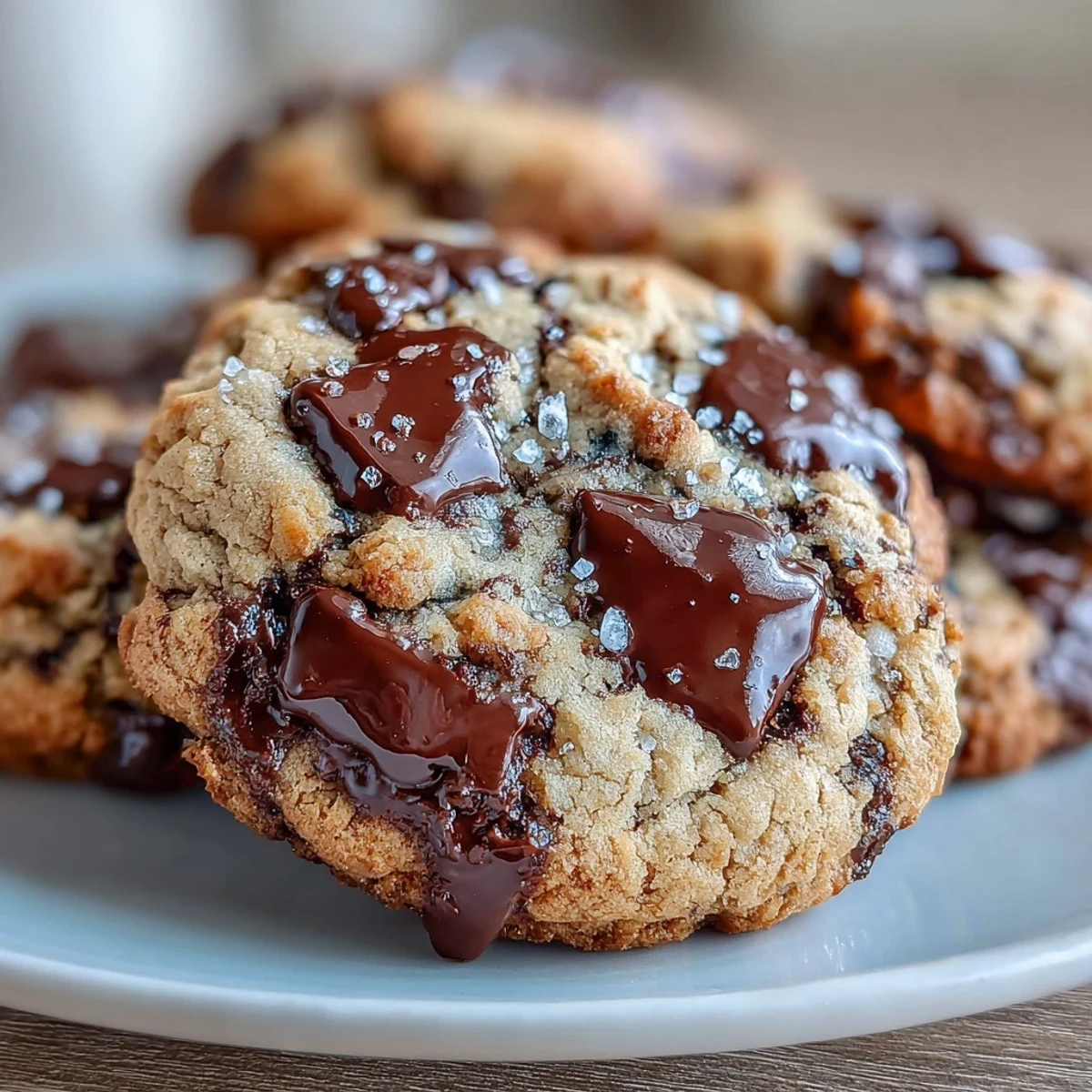 Glebak z upieczonymi ciasteczkami Tahini-Chocolate Chip Cookies na papierze do pieczenia, z widocznymi kawałkami czekolady.