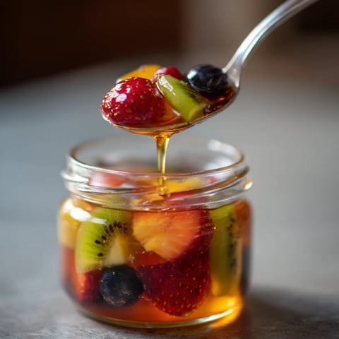 W jadle ziołowego owocu, takim jak jabłka, truskawki, borówki i maliny.