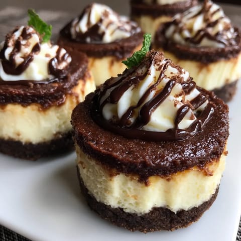 Na tabeli znajdują się trzy małe, wykonane z cukru i cynamonu, cheesecakes z chocolatem jako podstawą. Są to ciekawe i smaczne przepisy, które przyciągają uwagę.