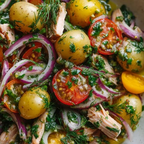 W obrazie przedstawiona jest świeża salada z nowymi paprykami i sałatką z oliwek.